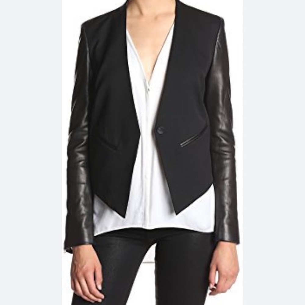 Helmut Lang Cropped Tuxedo Jacket - Size 0